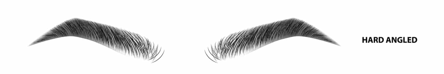 An illustration of hard-angled eyebrows after waxing